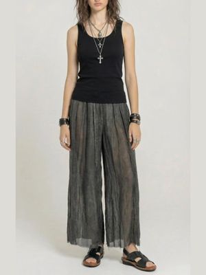 Architectural Sheer Gauze Wide-Leg Trouser