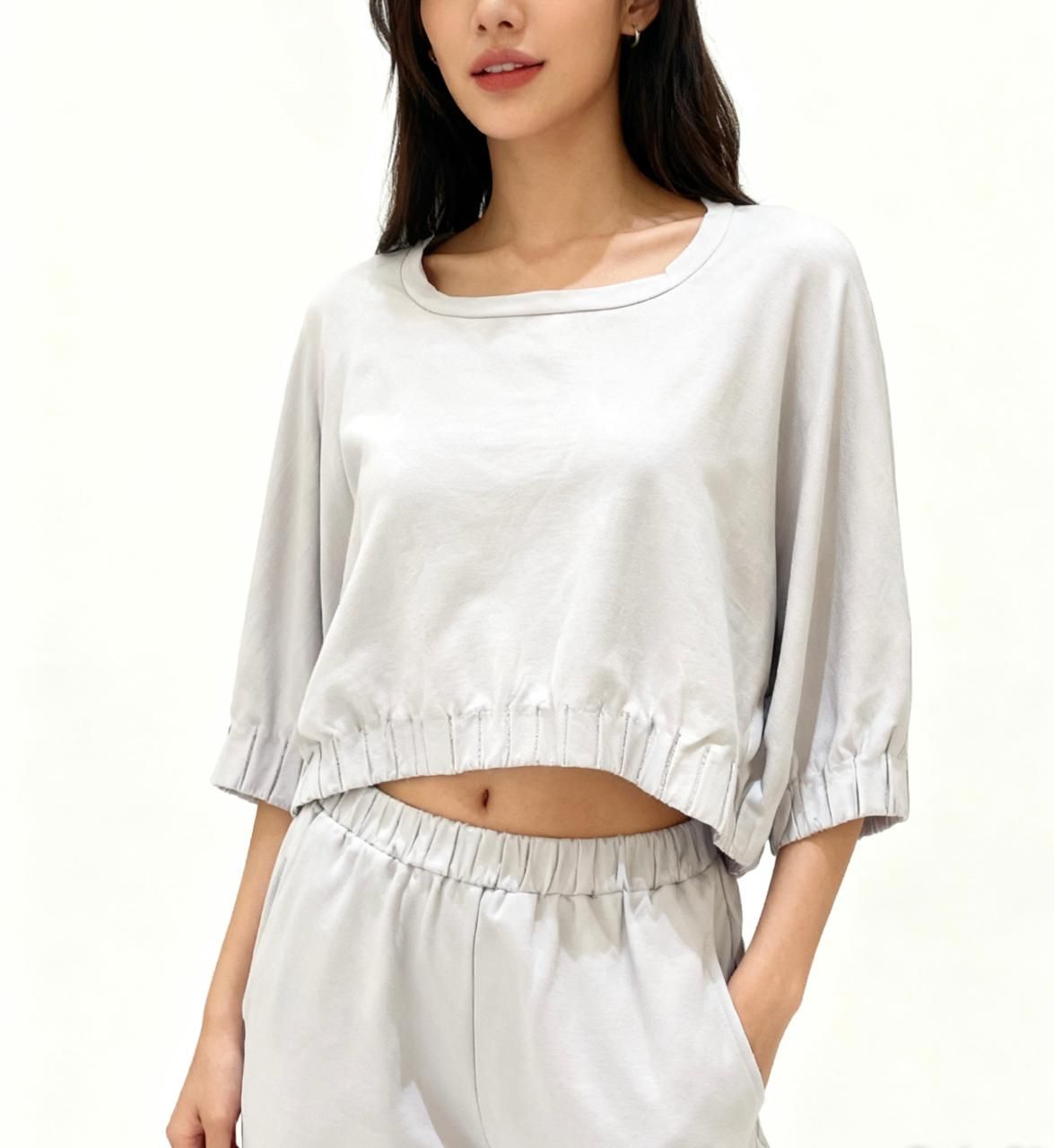 Pleated-Hem Cropped Top
