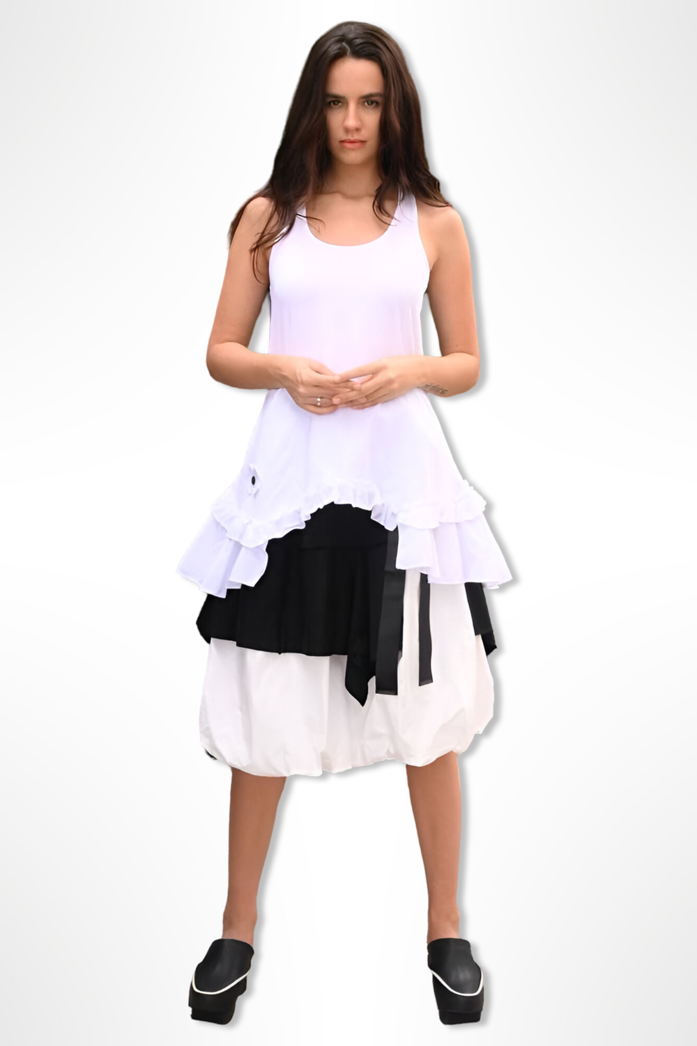 Ruffled Asymmetrical Tank Top – Feminine Minimalist Statement