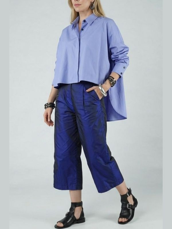 Satin Sheen Cropped Pants – Polished Minimalist Trousers