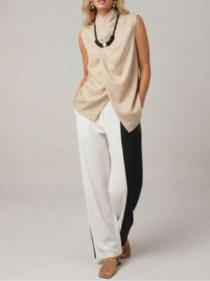 Chic Color-Block Wide-Leg Lounge Pants