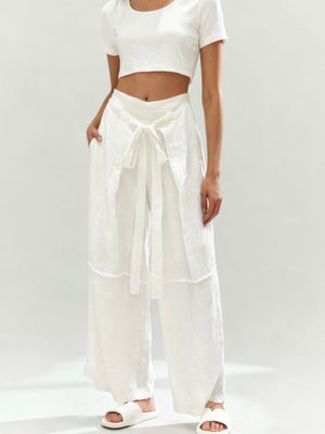 White Wide-Leg Palazzo Pants