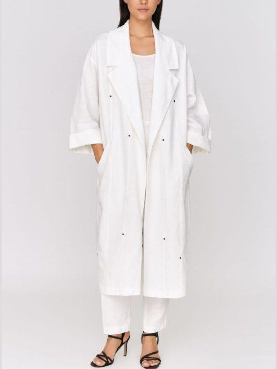 Asymmetric Architectural Linen Cardigan