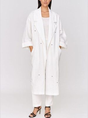 Asymmetric Architectural Linen Cardigan