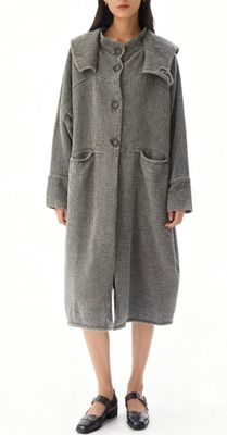 Textured Grey Oversized Coat