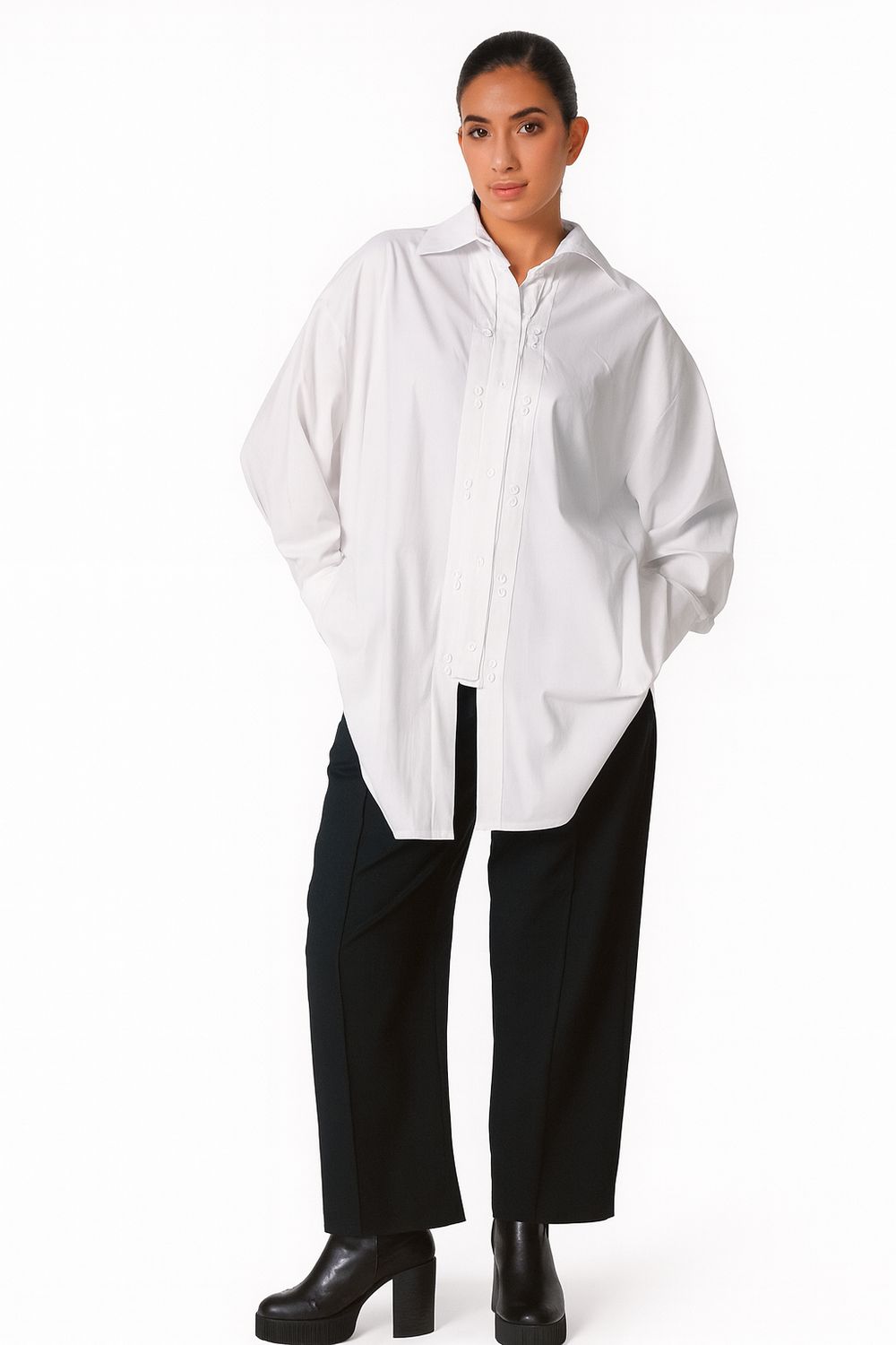 Oversized Button-Down Shirt Top