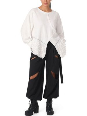 Asymmetrical Ruffle Hem Long Sleeves Blouse