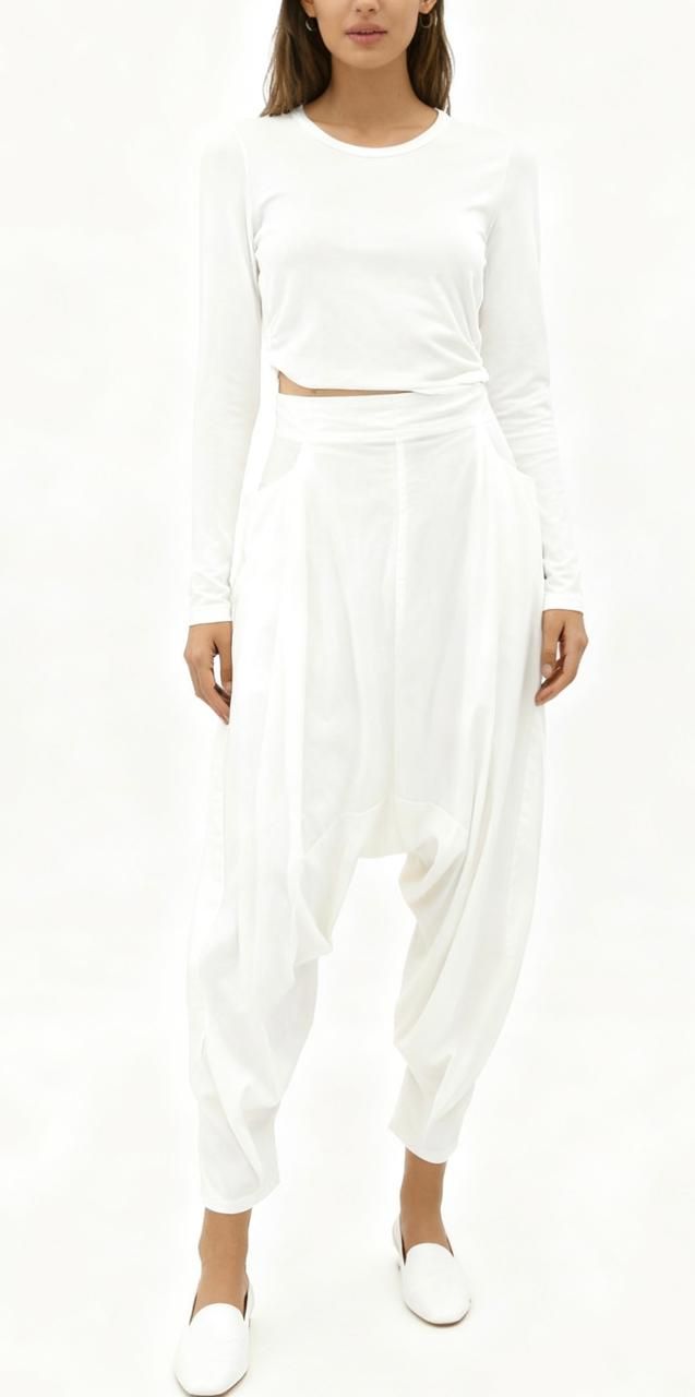 Draped Harem Pants with High Waist