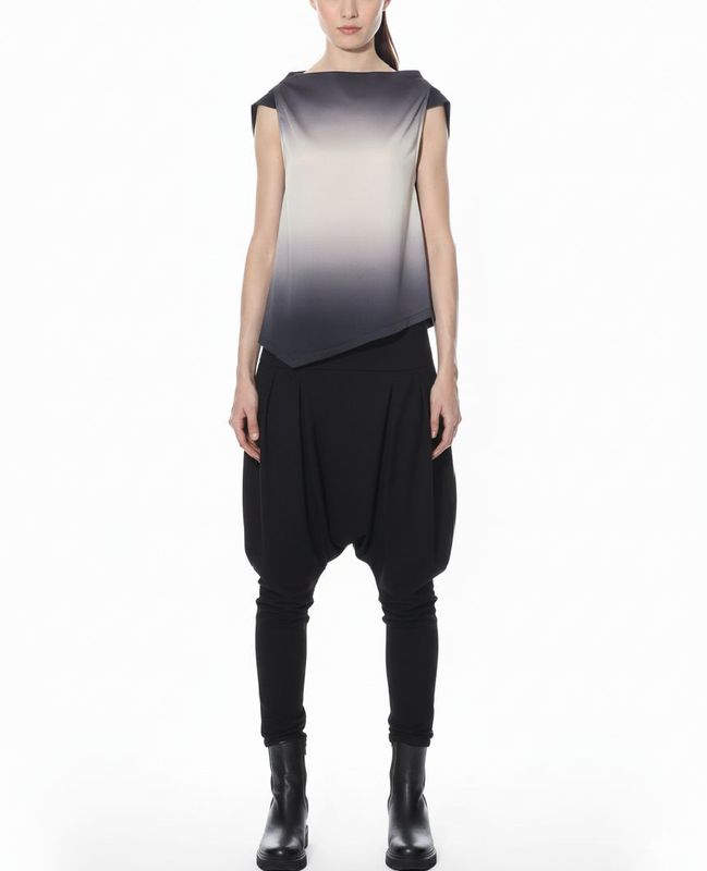 Ombre Gradient Sleeveless Top with Asymmetrical Hem
