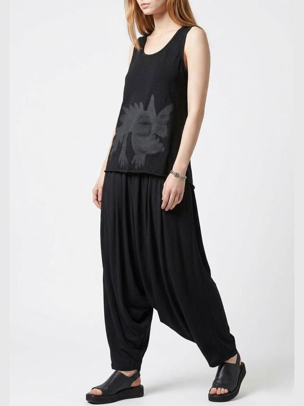 Black Graphic Sleeveless Tank Top