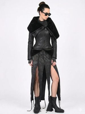 Grey Lace-Up Hooded Maxi Dress