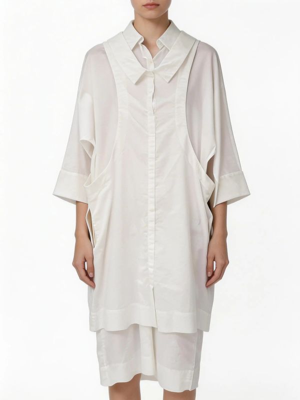 White Layered Shirt Dress