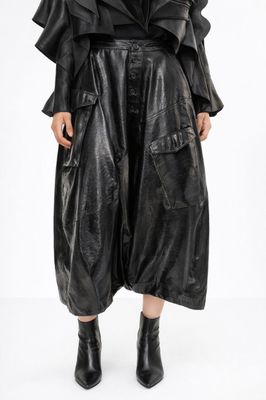 Shiny Black Cargo Skirt