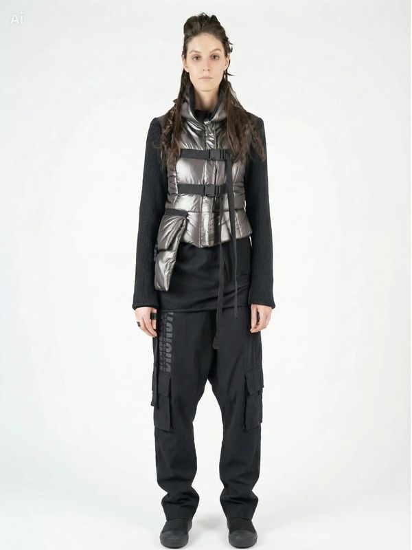 Asymmetric Hybrid Jacket with Technical Straps