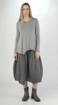 Flowy Asymmetric Long Sleeve Jersey Top in Dark Grey