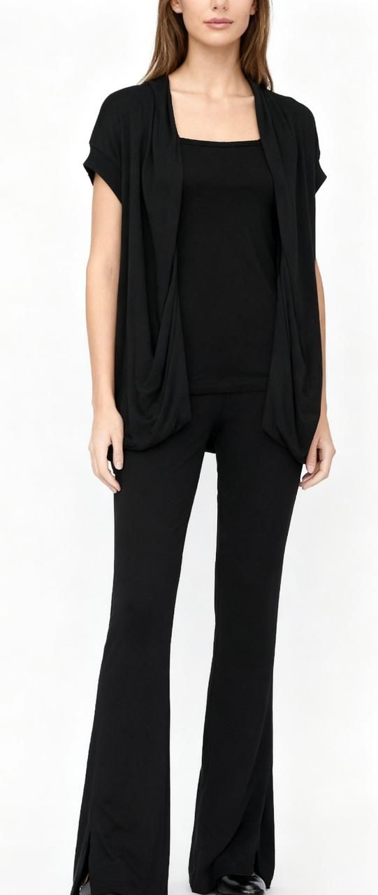 Draped Cocoon Sleeveless Cardigan Vest