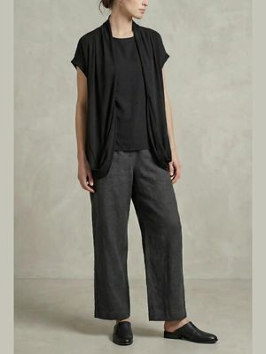 Draped Cocoon Sleeveless Cardigan Vest