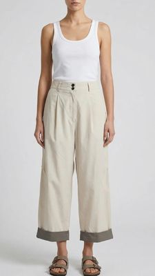 Ivory Sculpted Cuffed Trousers