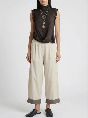 Ivory Sculpted Cuffed Trousers