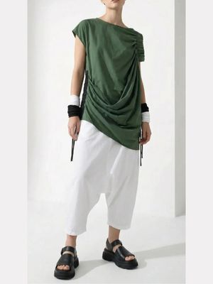 Forest Green Draped Tunic Dress