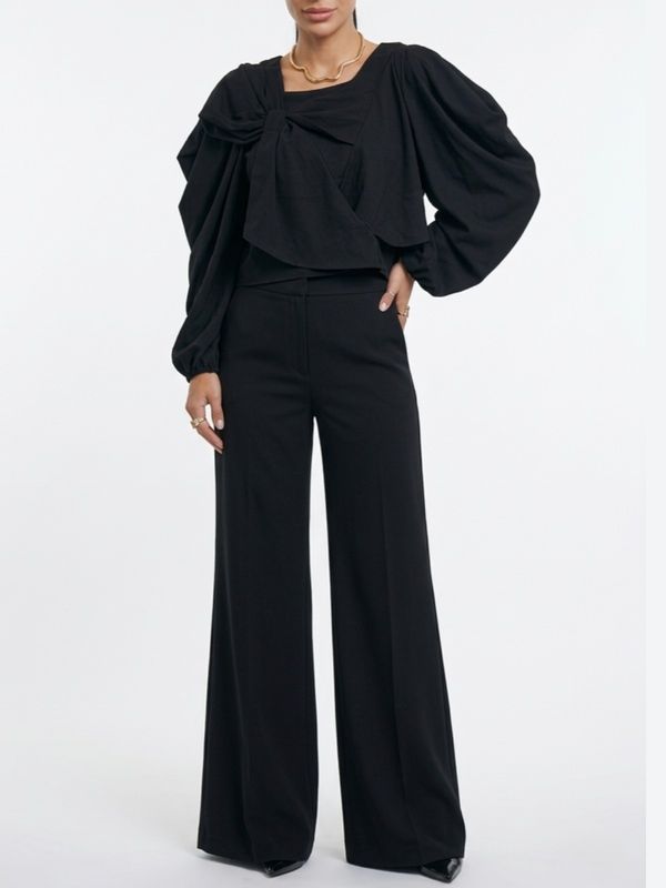 Black Sculptural Cropped Top