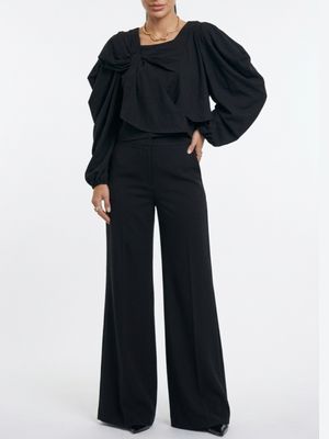 Black Sculptural Cropped Top