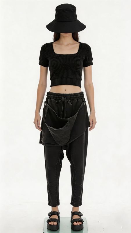 Black Utility Harem Pants