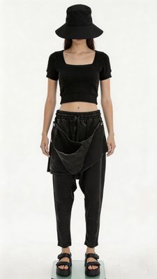 Black Utility Harem Pants