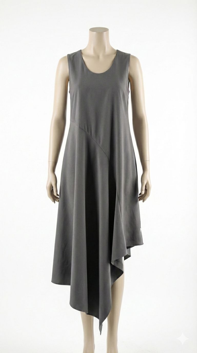 Asymmetrical Sculptural Midi Dress