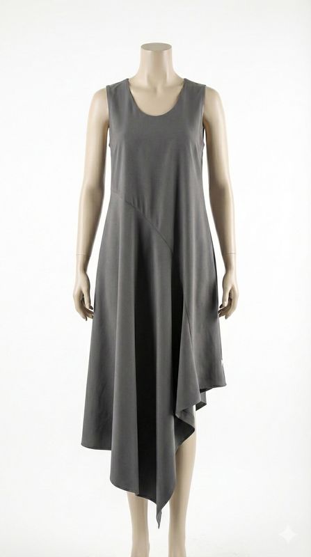 Asymmetrical Sculptural Midi Dress