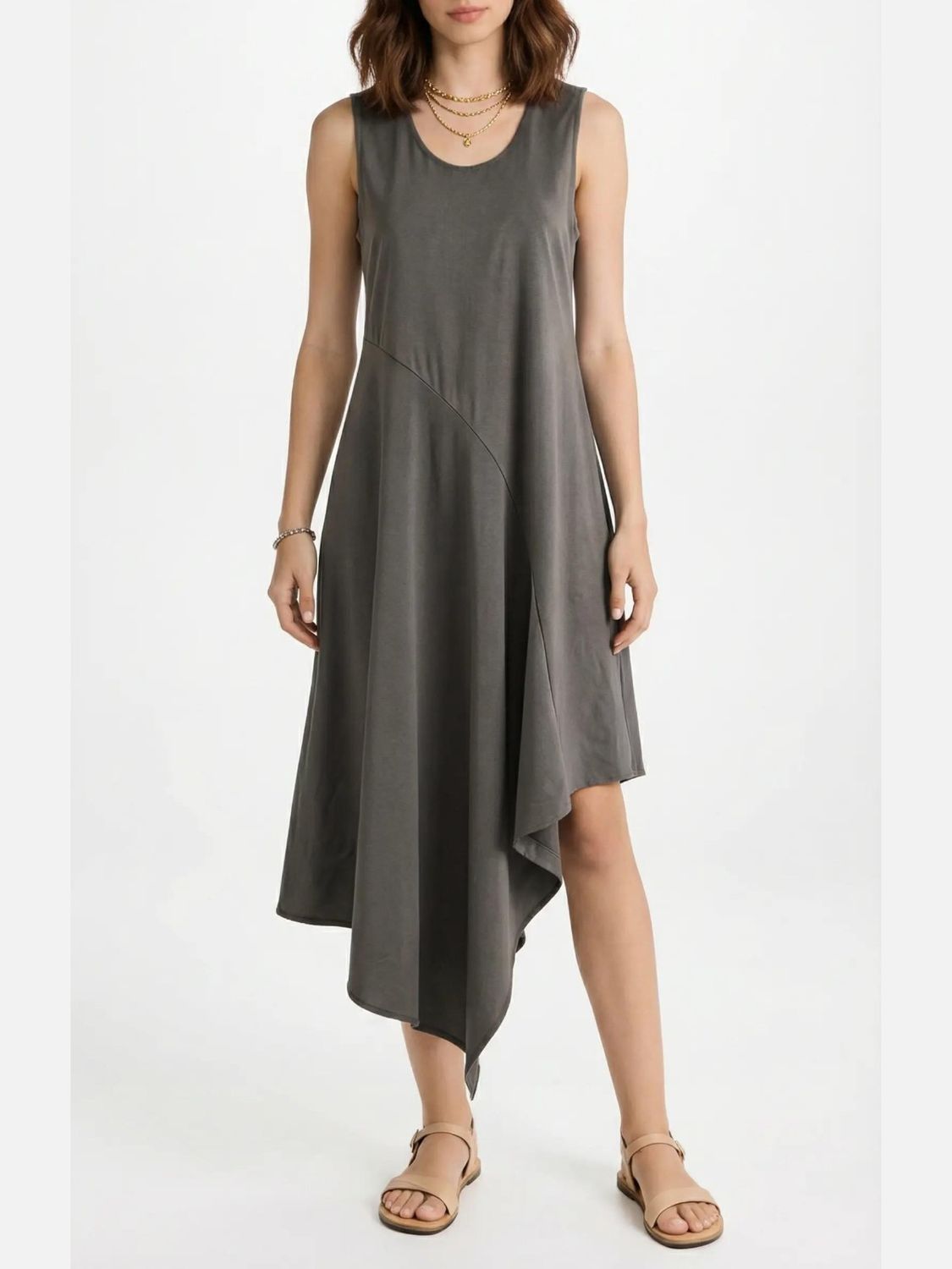 Asymmetrical Sculptural Midi Dress