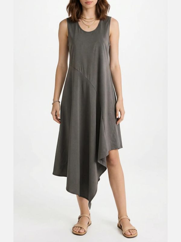 Asymmetrical Sculptural Midi Dress
