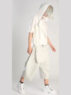 Architectural Cropped Harem Pants in Bone White