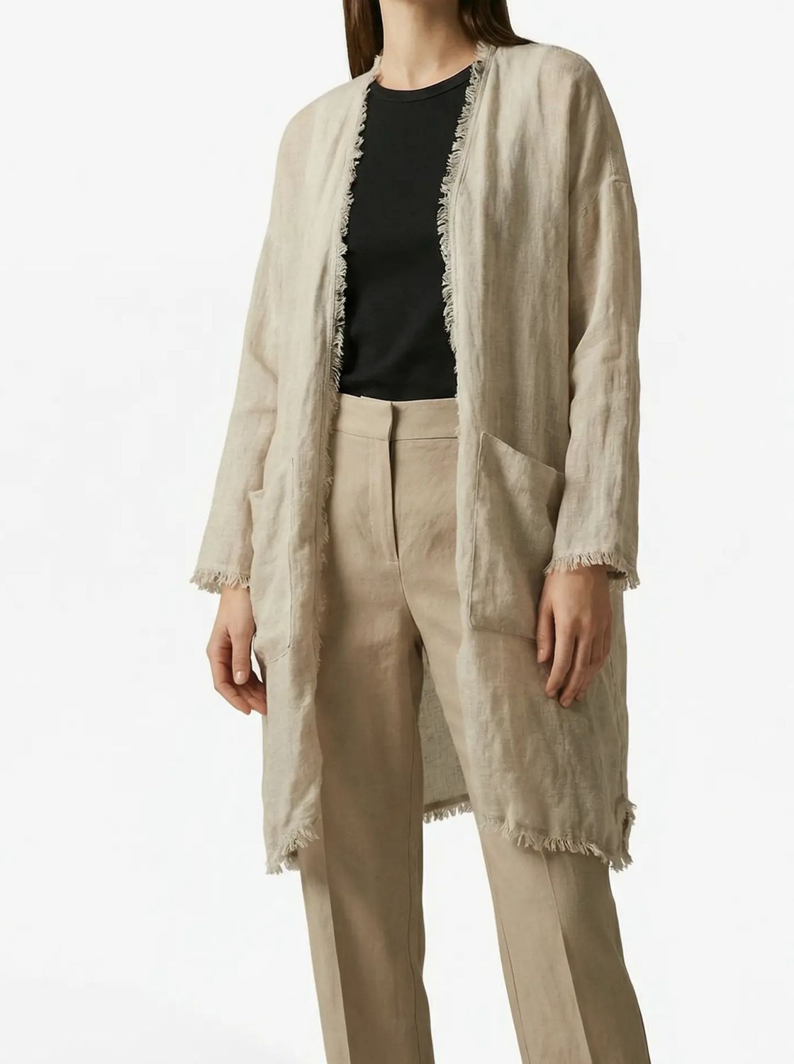 Ethereal Raw-Edge Linen Cardigan