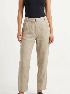 Oatmeal Tailored Linen Trousers