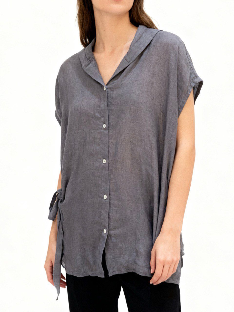 Graphite Hooded Linen Tunic