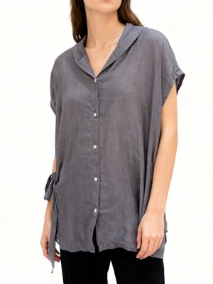Graphite Hooded Linen Tunic