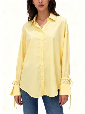 Cinch-Cuff Sculptural Poplin Shirt