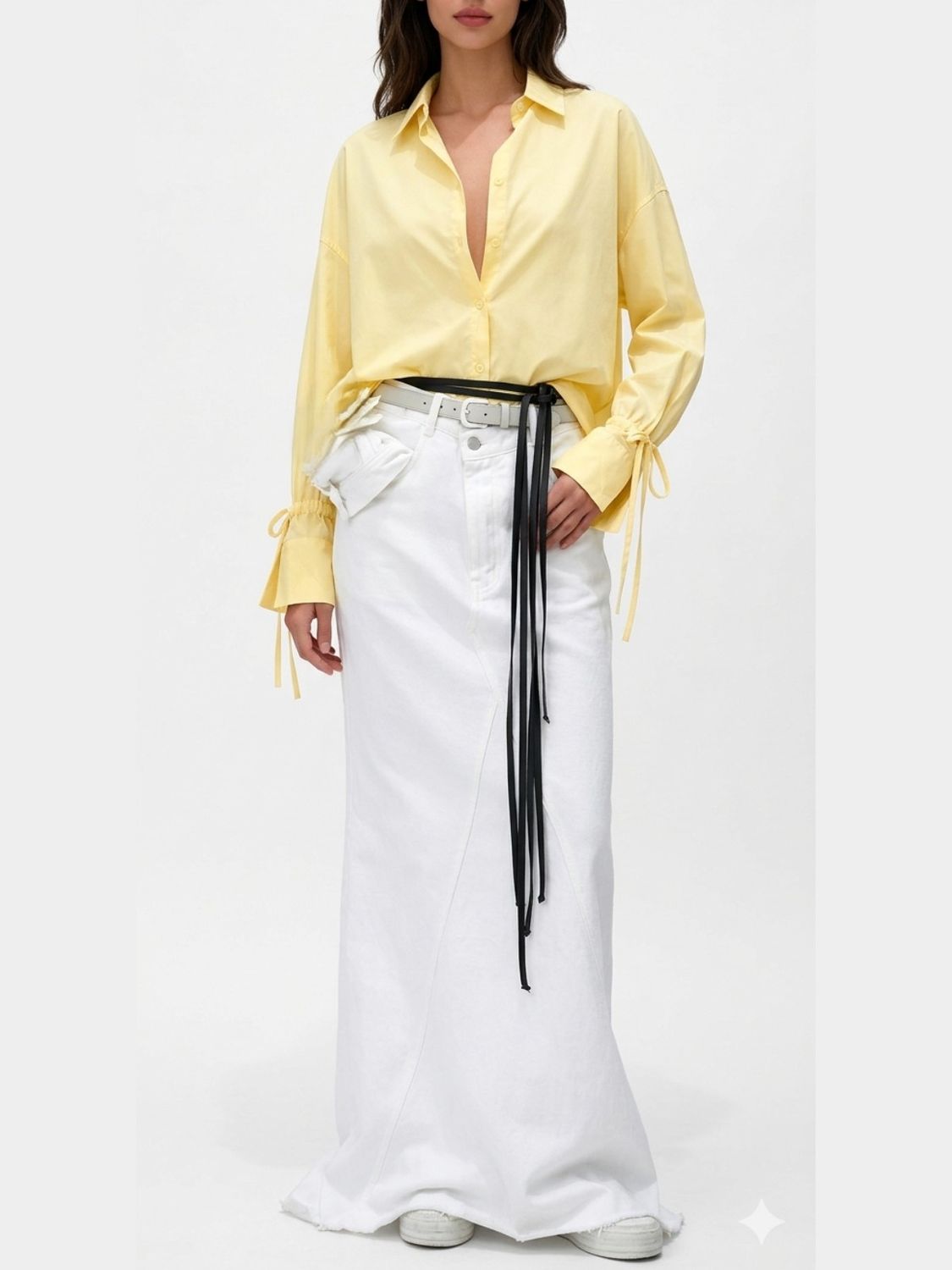 Cinch-Cuff Sculptural Poplin Shirt
