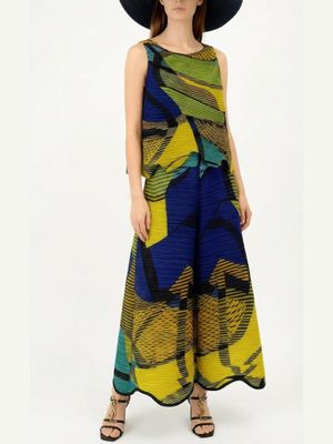 Azure &amp; Citron Sculptural Pleated Set