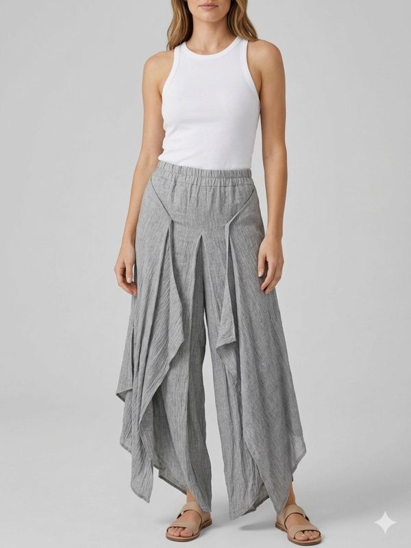 Sculptural Drape Skirt-Pants