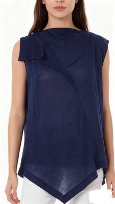 Navy Asymmetric Wrap Top