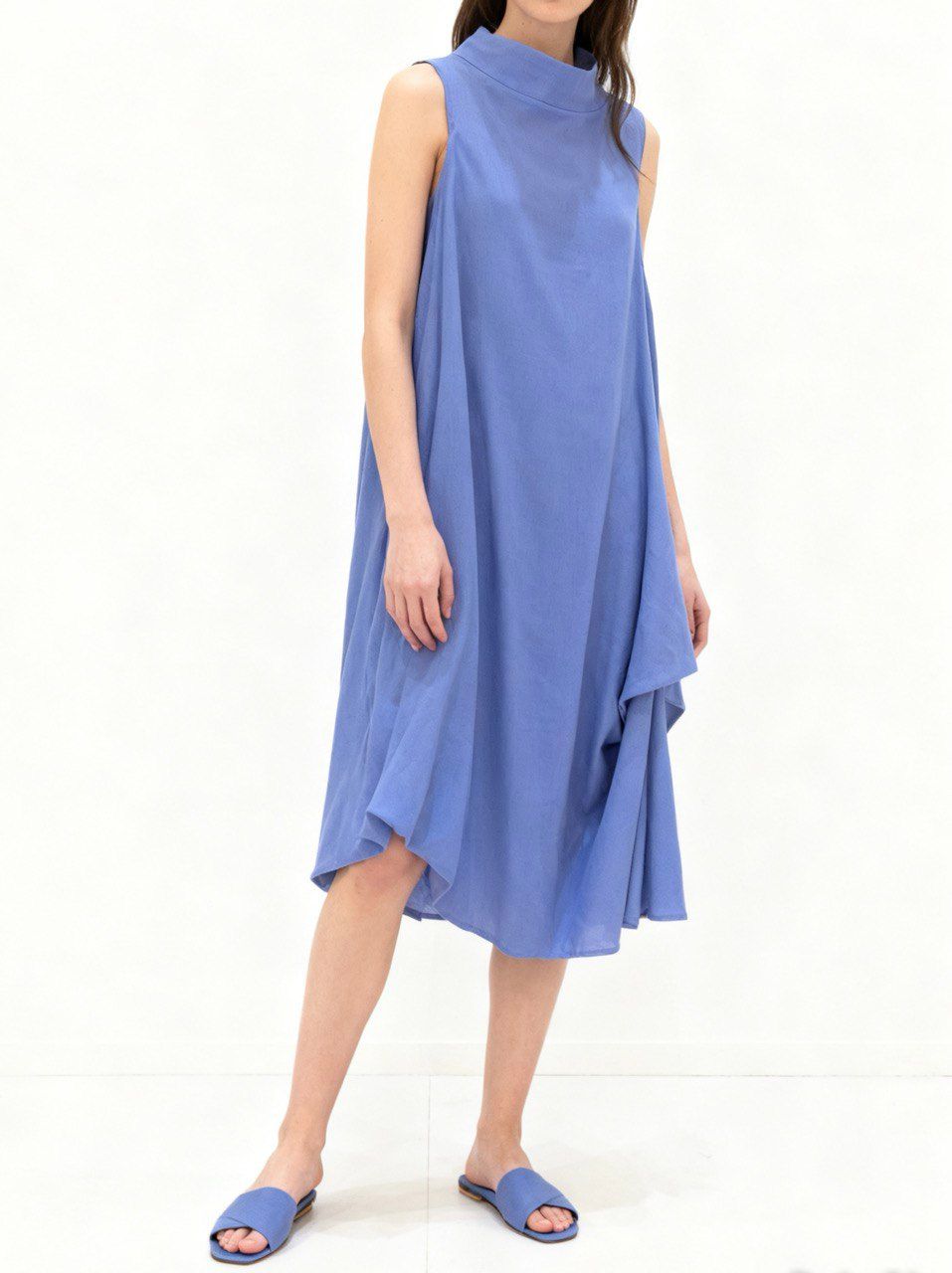 Ethereal Drape Funnel Neck Dress