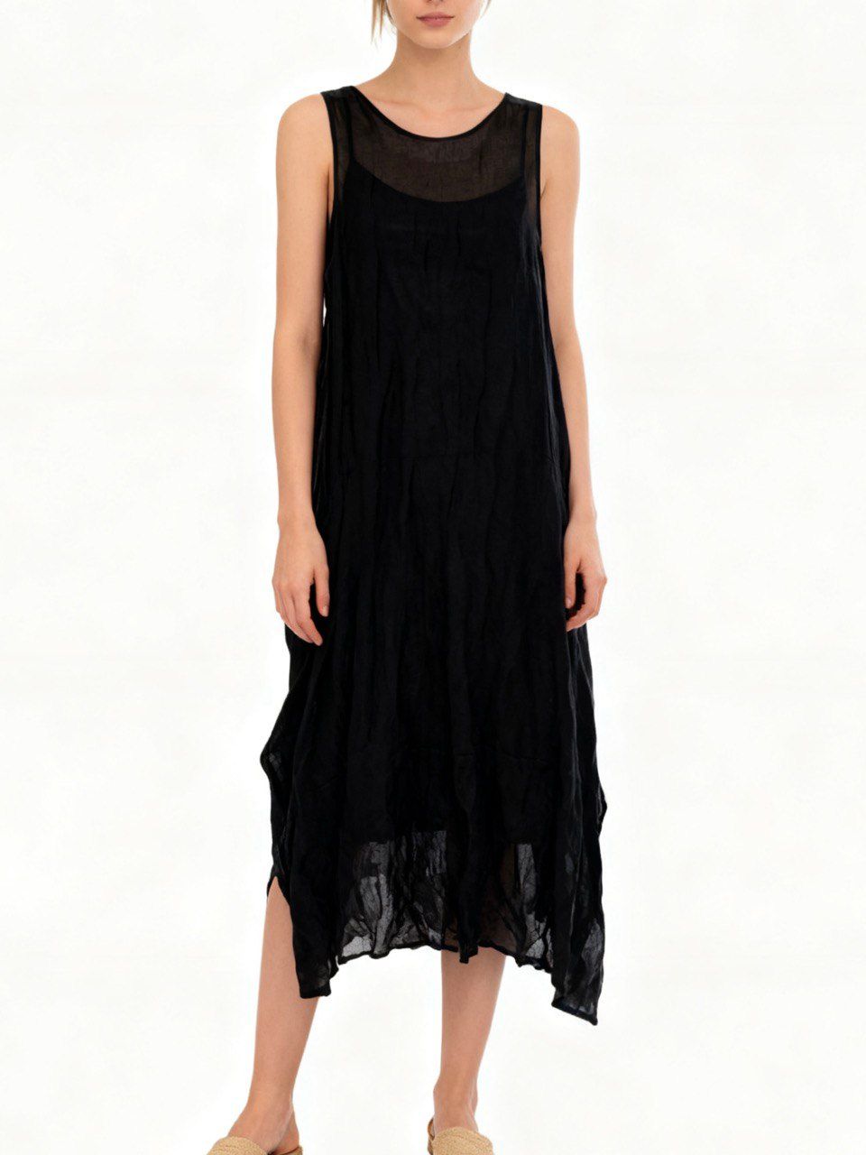 Crinkled Silk-Blend Layered Maxi Dress