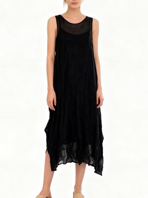 Crinkled Silk-Blend Layered Maxi Dress