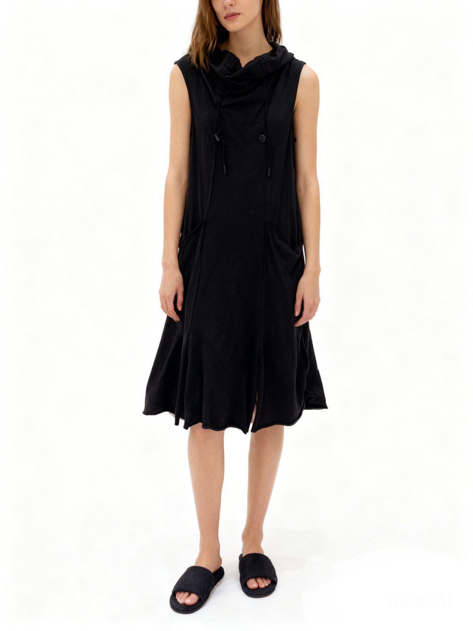 Sculptural Funnel Neck Utility Dress