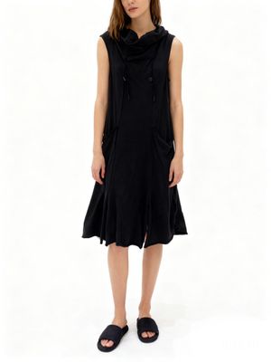 Sculptural Funnel Neck Utility Dress