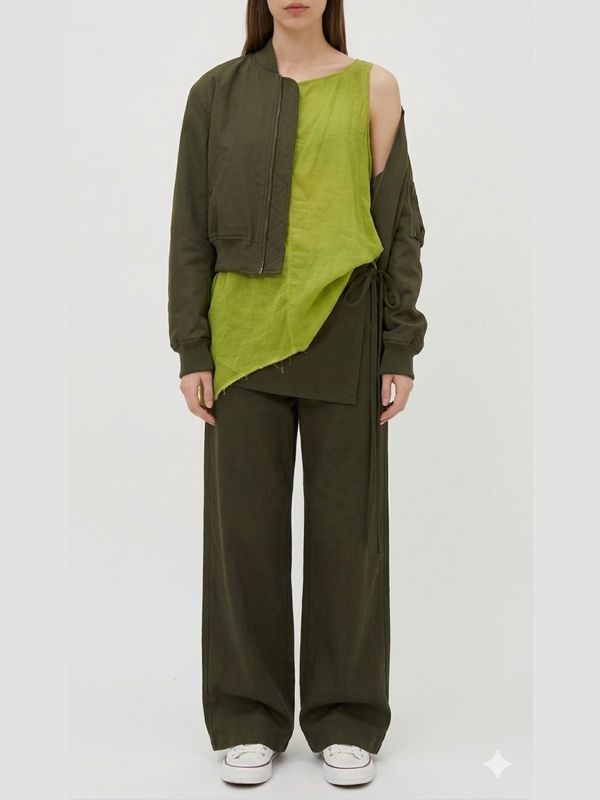 Chartreuse Sheer Gauze Tunic