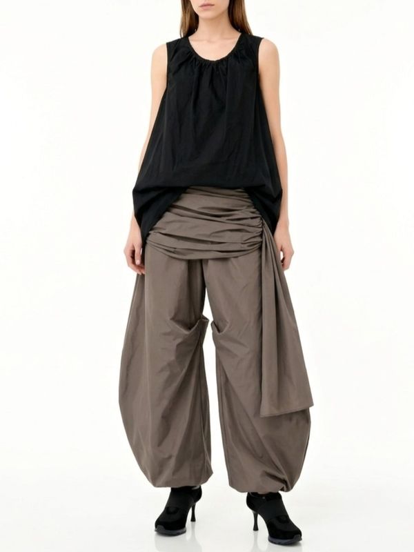 Ruched Neckline Trapeze Tunic