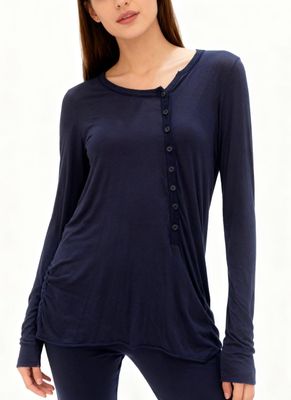 Distressed Asymmetric Henley Top